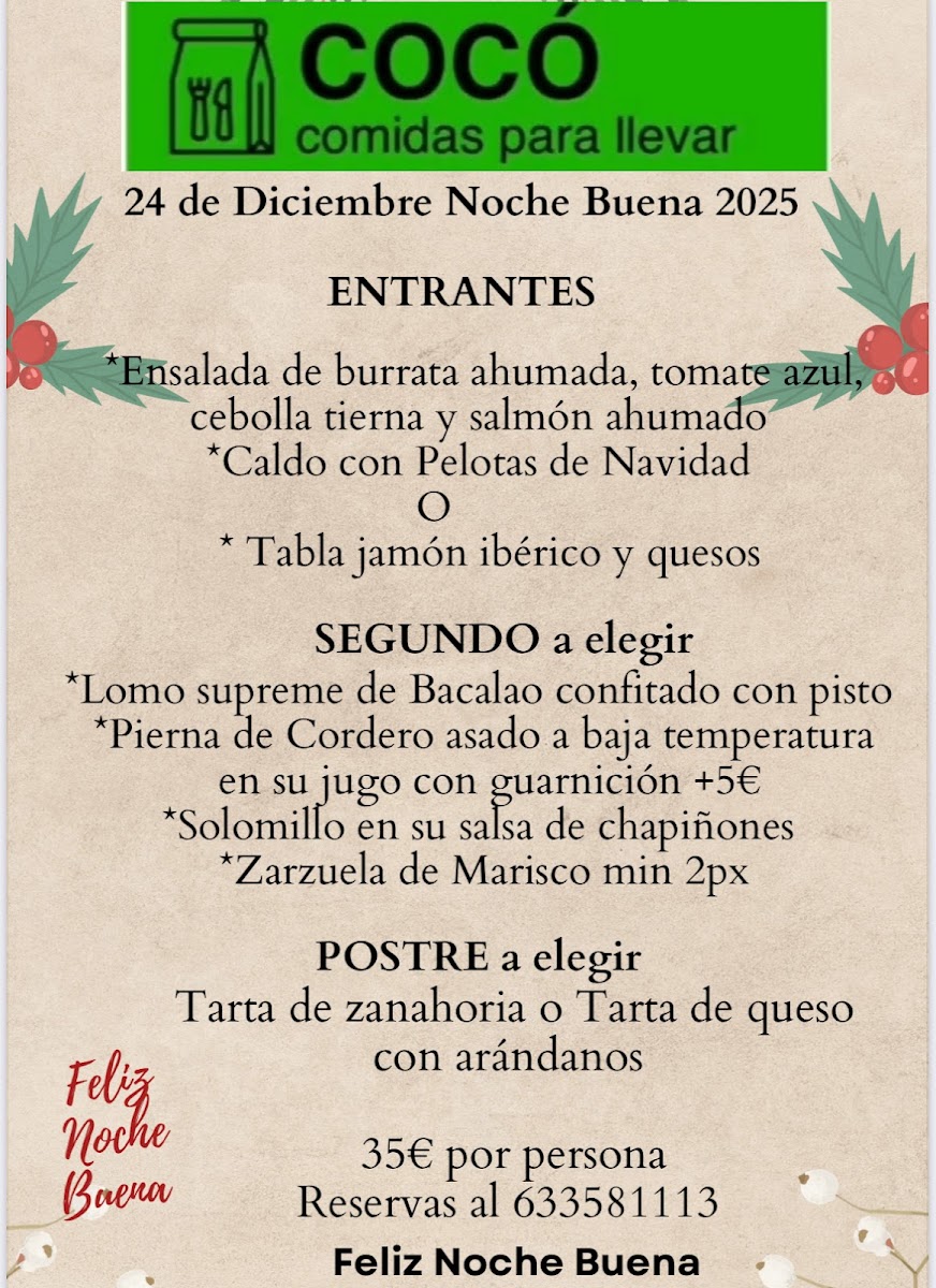 Menu Cocó, Comidas Para Llevar-1